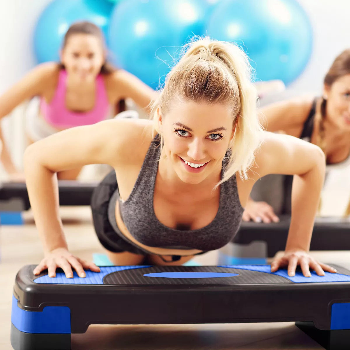 Balancefrom Fitness Adjustable Workout Aerobic Step Platform Trainer W/ Raisers